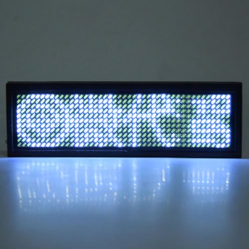 Insignia de Nombre LED con Logotipo Chino de 4 Caracteres, Pantalla Electrónica Desplazable, 93x30x6mm, Batería 180mAh, Blanco, 110-240V, Plástico ABS