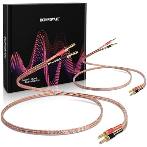 UCINNOVATE 13AWG Speaker Cable with Banana Plugs, 2 Pack 3m/9.8FT Cover
