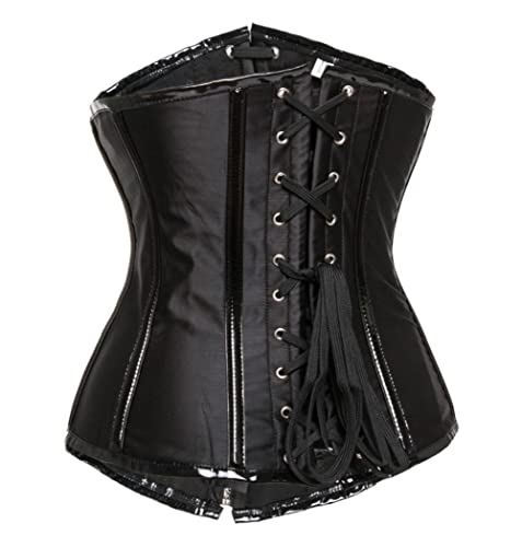 KUOSE Damen Kunstleder Unterbrust Taillen Corsage Korsett Steampunk Dessous – Bild 3