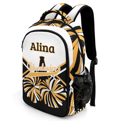 Cheer Black Gold Cheerleader Laptop Bag Daypack Custom Backpack School Multifunctional Laptop Bag for Travel Camping Gift2