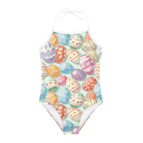 Image of KiuLoam Orange Pink Tropical Leaf Girls One Piece Swimsuit Quick Dry Beach Swim Bathing Suit for 3-8 Years Little Girls
