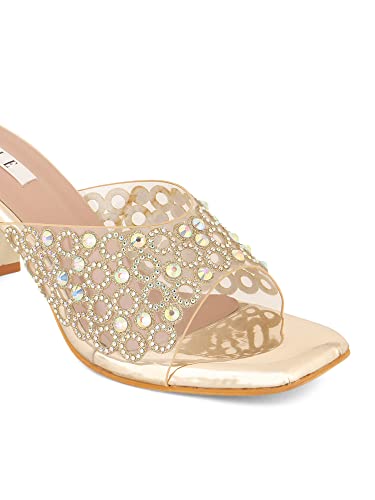 Image of ELLE Women's Embellished Block Heel Slip-On Sandals