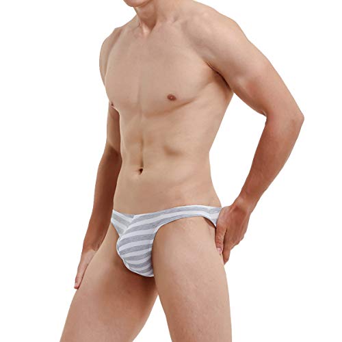 Yoobng Men's Cotton Stripes Bikini Underwear Stretch Low Rise Ultra Soft Briefs #TOP3