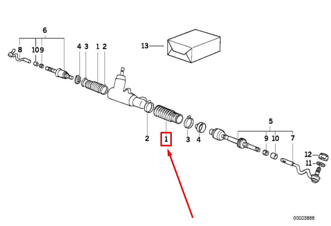 Pour Soufflet de crémaillère de direction d'origine pour BMW 3 Compact E36 32211139786 1139786