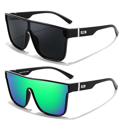 Image of FEISEDY Sunglasses for Women Men, Fashion Mirrored Single Lens Shades | 80s Rave Neon Oversized Sun Glasses, Driving Beach UV400 Sunnies B2996