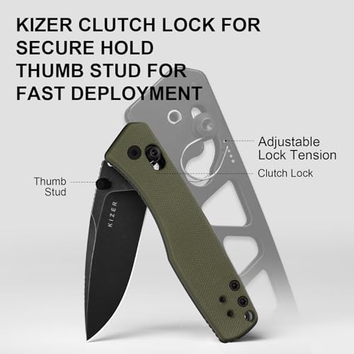 Image of Kizer Aegis EDC Pocket Knife, 2.8 inch D2 Steel Drop Point Folding Knife