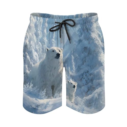 White Bear Family Mens Swim Trunks Quick Dry Board Shorts Beach Swimwear Bathing Suits2