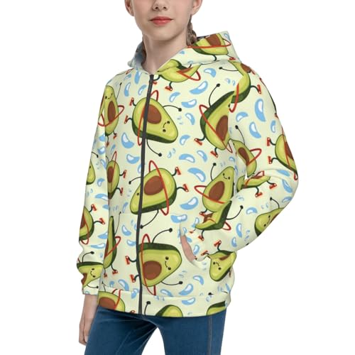 Avocado Doing Sport Kids Pullover Hoodies Boys Zip Up Sweatshirts Girls Athletic Clothes with Pocket