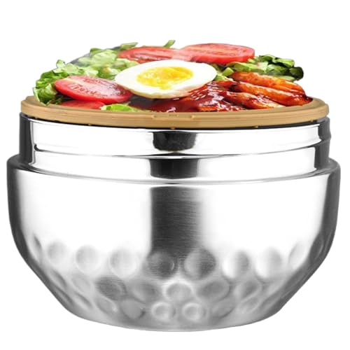 Contenedor de alimentos aislado - Contenedor de almacenamiento de comidas de acero inoxidable de 2 niveles - a prueba de fugas de 1 litro para comidas diarias, almuerzos escolares y comidas