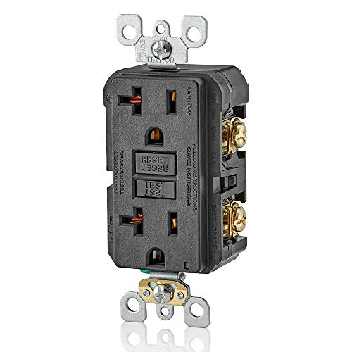 Image of Leviton GFCI Outlet, 20 Amp, Self Test, Non Tamper-Resistant with LED Indicator Light, Protection from Electric Shock and Electrocution, GFNT2-E, Black