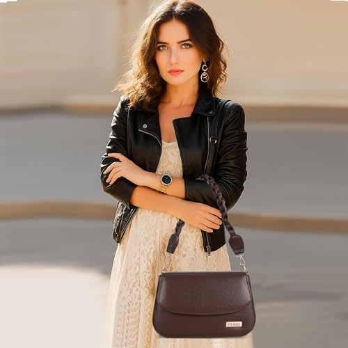 Image of FIAGO Women's Stylish Crossbody Sling Bag, Faux Leather, Braided Strap, Flap Closure, Casual Fashion Shoulder Purse