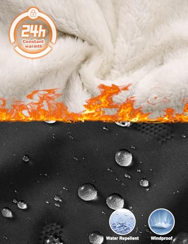 TOMEEK Jogginghose Herren Thermo Jogginghose Winter Fleece Gefüttert Trainingshose Lang Warme Sweatpants Winddichte Hose mit Kordelzug Taschen Sporthose Thermohose(Schwarz,M)