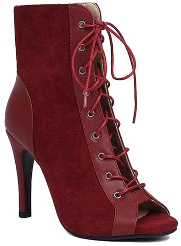 Bottines de jazz femme pour briller en fête avec un talon aiguille ouvert Z012