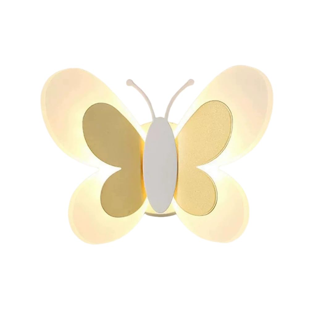 Lámpara de pared LED para habitación infantil de 12W aplique de mariposa para cuarto de niñas