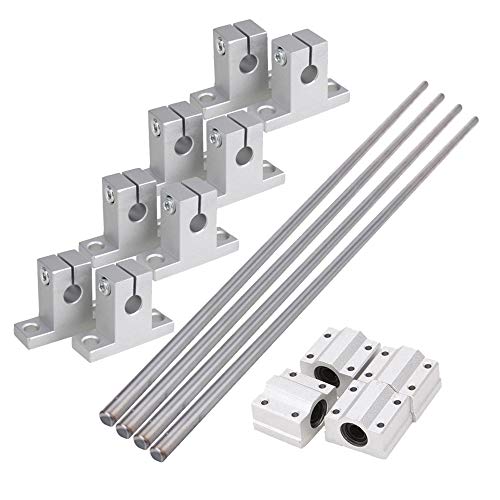 CNBTR Horizontale 8mm Dia Linear Motion Kugellager Gleitbuchse & 500mm Linear Welle Optical Axle mit Rod Rail Support Pack von 16