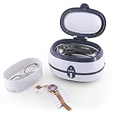 Professional Ultrasonic Jewelry Cleaner Machine, 40KHz 35W Deep Cleaning Tool for Ring Watch Diamond Eye-Glasses Denture Earring w/Basket