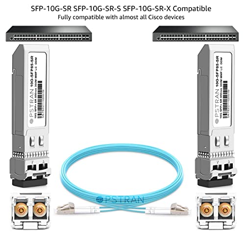 Image of 10GBASE-SR SFP+ Optical Transceiver Module Compatible with Cisco SFP-10G-SR SFP-10G-SR-S SFP-10G-SR-X 10Gbps 850nm 300m DDM Duplex LC MMF