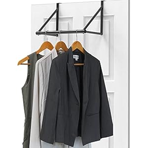 Simple Houseware Over The Door Clothes Hanging Rod, Black