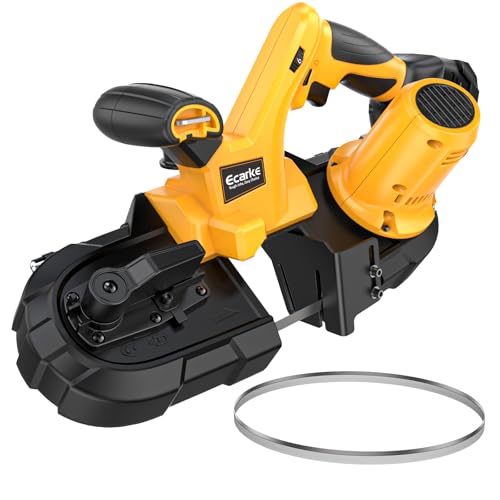 Cordless Portable Band Saw, 2-1/2″ Cutting Capacity, Ecarke 20V Brushless Band Saw Compatible with DeWalt 20V Batteries, 6-Speed Variable Handheld Bandsaw for Metal & Pipe Cutting(Tool Only)