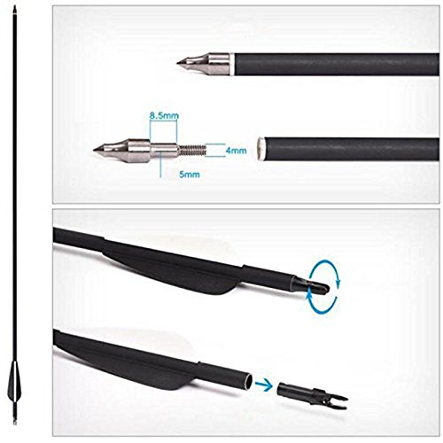 Handbaige 12 Pack Mix Carbon Archery 30/31 Inch Hunting Arrows 100 Grain Points For Targeting Compound/Recurve/Long Bow #TOP1