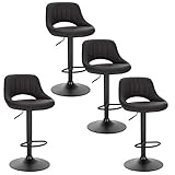 EUGAD 0666BY-4 4X Barhocker Tresenhocker Bistrohocker Designer Hocker drehbar und stufenlos höhenverstellbar mit Rückenlehne aus Kunstleder Gestell aus Stahl Anthrazit