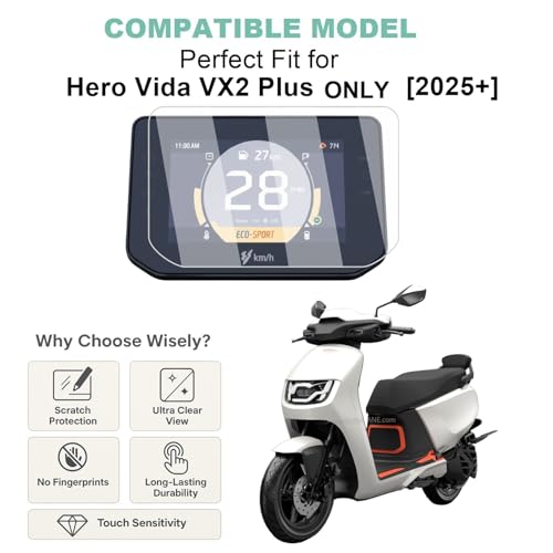 Image of Wisely Pack 3 - Screen Guard for Hero Vida VX2 Plus |2025+| Electric Scooter - TFT Display Digital Meter Protector - HD Clear, Full Cover - Easy Installation Kit - VidaVX2 EV Scooty Accessories