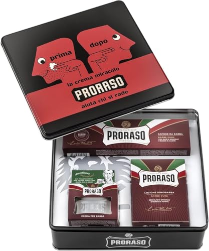 Sapone per barba: Arricchito con Burro di Karité e Olio di Sandalo, il sapone barba del kit barba uomo protegge la pelle secca dalle irritazioni del rasoio e facilita la rasatura di barbe folte