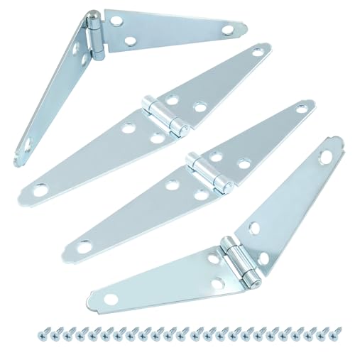 Hordion 4Pcs Strap Hinge Shed Door Hinges 4 Inch Heavy Duty Gate Hinges
