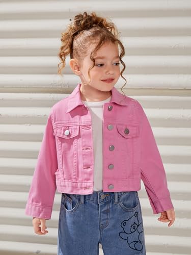 Floerns Girl's Vintage Basic Distressed Long Sleeve Single Breasted Crop Top Denim Jacket3