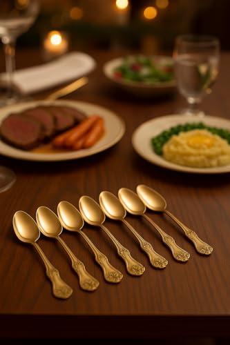 Image of Pure Brass Dessert Spoon -7 inch, Set of 6, from Indian Elements for Home, Kitchen, Restaurant Use