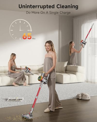 Image of AIPOWAY Cordless Vacuum Cleaner, 185AW Suction, 65 Mins, Anti-Tangle