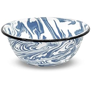 Red Co. Set of 4 Enamelware Metal Classic 20 oz Round Cereal Bowl, Navy Blue/Black Rim - Swirl Design Red Co Set of 4 Enamelware Metal Classic 20 oz Round Cereal Bowl Navy BlueBlack Rim Swirl Design