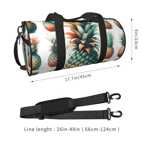 Sports Duffel Bag Watercolor-Pineapple-Fruit Foldable Travel Tote Bag Weekender Sleepover Carry On Bag2