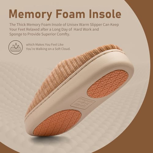 Women's and Men's Knit Memory Foam Slippers Ultra-Soft plush lining House Warm Bedroom Shoes with Anti-slip Sole for Indoor & Outdoor2