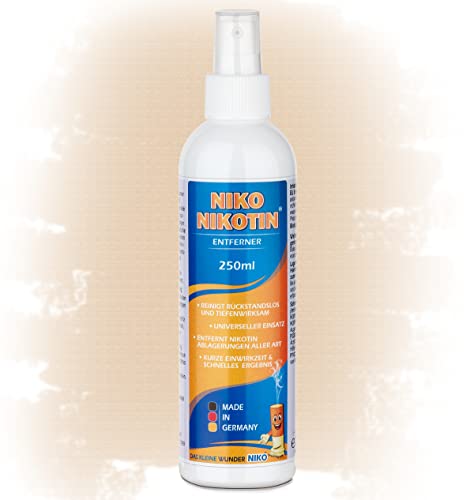 NIKO Nikotin Profi-Reiniger 250ml - Hochkonzentrierter Spezialist zur Entfernung von Nikotinablagerungen & Flecken I Leistungsstarker Kunststoffreiniger für ein sauberes Zuhause
