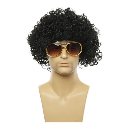 YuanYouTong Short Black Curly Afro Wig, Glueless Afro Kinky 