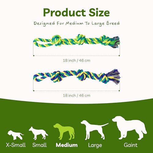 Image of SHARLOVY Dog Rope Toy for Medium Dogs | 2 Pack Heavy Duty Dog Chew Toys for Aggressive Chewers， Interactive Tug of War Dog Toys for Medium to Large Breed
