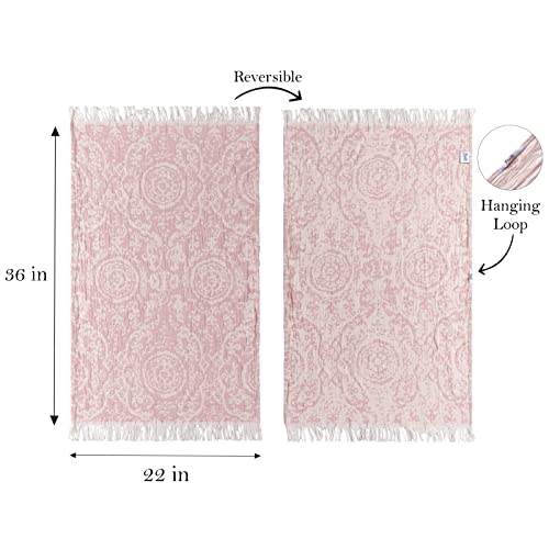 Fe&Ze Turkish Hand Towels With Hanging Loop, 22 X 36 In, 100% Cotton Kitchen Towels Decorative Set Of 2, Cotton Candy Pink Towels For Bathroom #TOP4