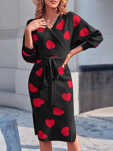 Image of Chang Yun Women's Long Maxi Sweater Dresses Sexy Wrap Batwing V Neck Slit Open Back Holiday Bodycon Dress with Belt