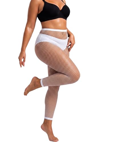 Image of CharnmRose 2 Pairs Women's Footless Fishnet Tights High Waist Fishnets for Women Fishnet Stockings