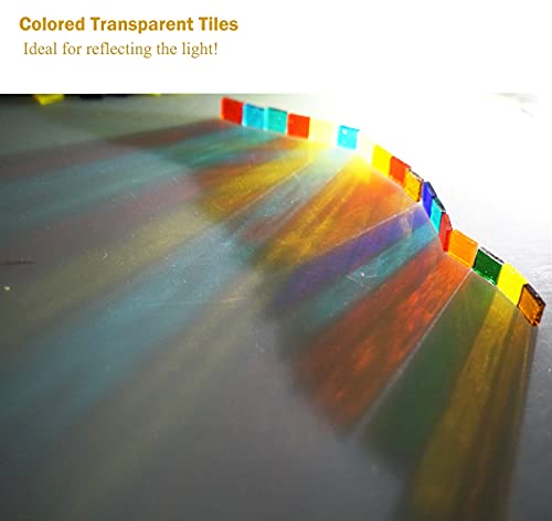 Lanyani 1.1-Pound Rectangle Transparent Glass Mosaic Tiles, Cathedral Stained Glass Sheets Pieces for Crafts, Assorted Colors