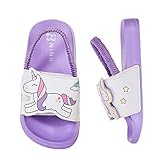  Badelatschen Kinder Badeschlappen Mädchen Badeschuhe Jungen Sommer Hausschuhe Rutschfest Leicht Strand Kinder Sandalen(003 Lila, 30/31EU)