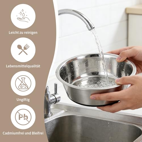 Hundenapf Edelstahl, 2 Stück 900ml Futternapf Hund Napfset, Trinknapf Fressnapf Hund mit Rutschfester Silikonbasis, Hundenapf Kleine Mittelgroße Grosse Hunde Wassernapf