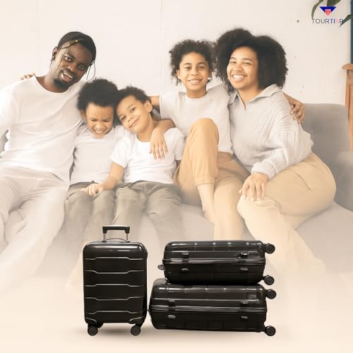Image of 28-Inch Hard-Shell Luggage Suitcase | Lightweight 3.7 kg | 360 Spinner Wheels | 2-Way Zipper | Multi-Functional Lock | Business & Family Travel Trolley Bag (1, BLACK-20 24 inch 28 inch)