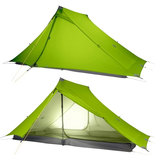 LANSHAN 2 PRO Ultralight Hiking Tents, 2 Person Camping Backpacking Tents, Trekking Pole Lightweight Backpack Tents 2 Man, Green