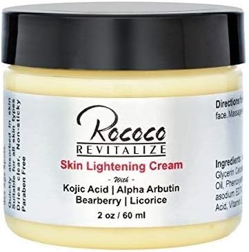 RococoLife Skin Lightening Cream with Kojic Acid Alpha Arbutin Bearberry Licorice - 2oz