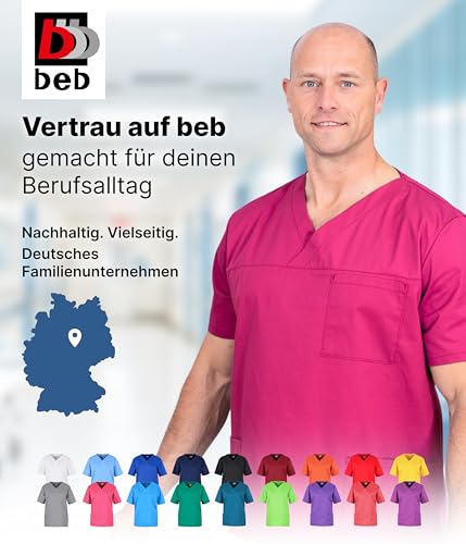 beb™ Schlupfkasack Pink Unisex – Kasack für Damen & Herren mit V-Ausschnitt, 3 Taschen & Seitenschlitzen – bügelleichtes Mischgewebe 65% Polyester / 35% Baumwolle – ideal für Pflege & Klinik – Bild 6