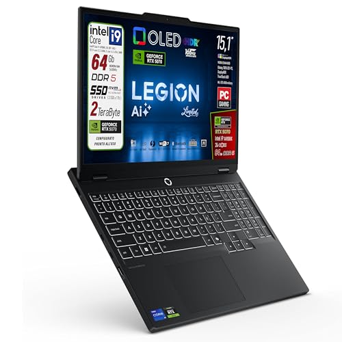 Legion 5 Ai, Notebook Gaming, Intel Core i9-14900HX, RAM DDR5 64Gb, SSD 2TB (2 x 1Tb) Display 15.1" WQXGA (2560x1600) OLED 1000nits, 165Hz, Geforce RTX 5070 8Gb, Win 11 Pro, Ready to use