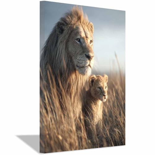 Peinture murale sur toile famille de lions symbole de protection pour la maison