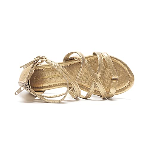 Image of FUNKYMONKEY Girls Gladiator Strap Sandals Flat Thong Cross Strappy Sandals